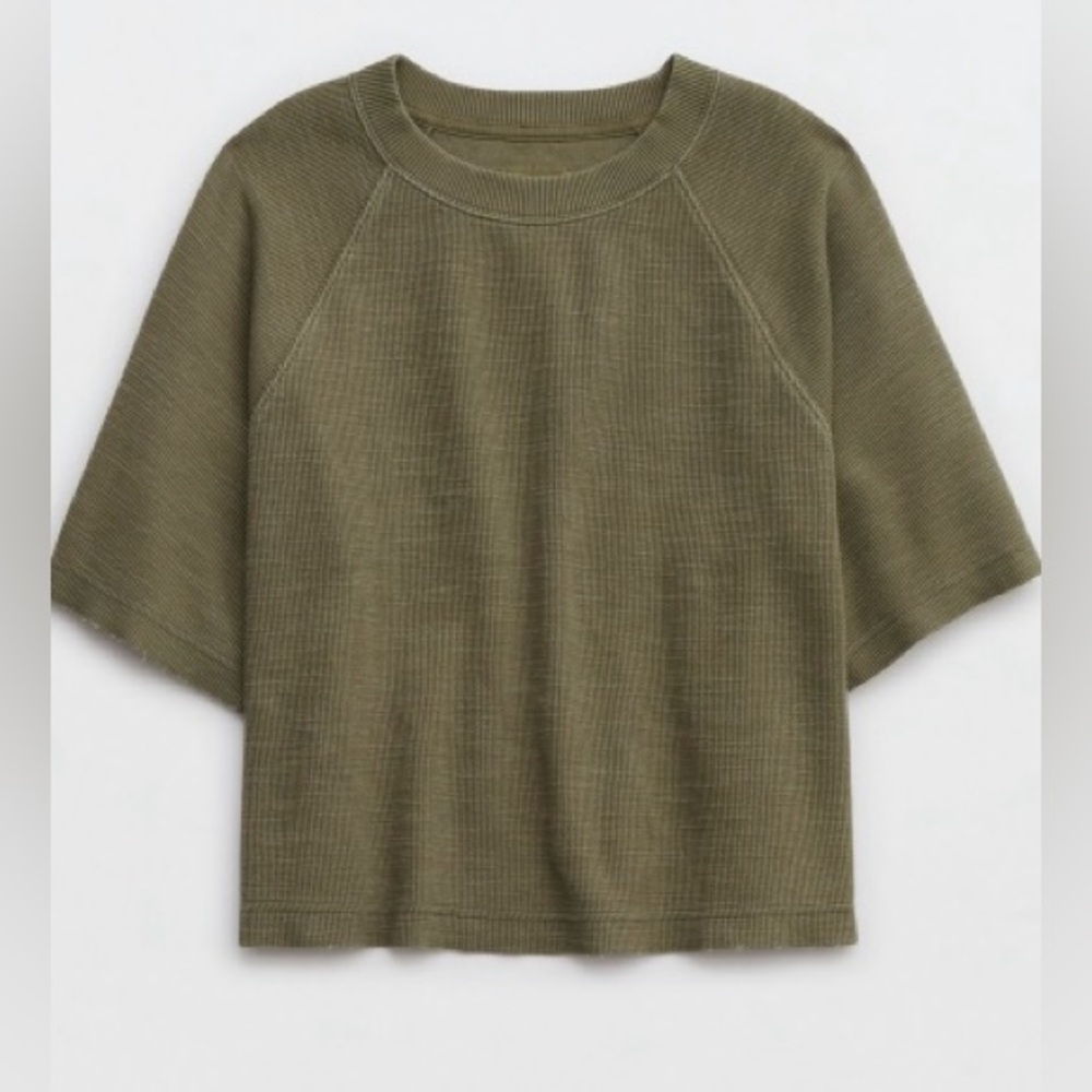 Aerie Lightweight Ribbed Short Sleeve Crop